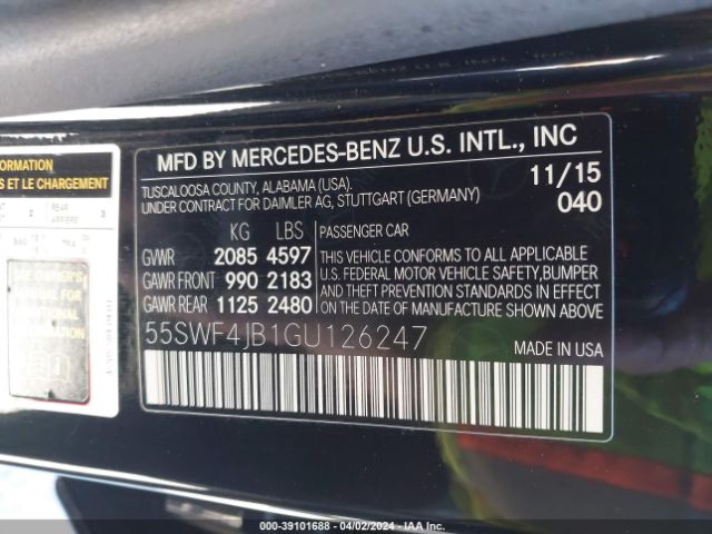 Photo 8 VIN: 55SWF4JB1GU126247 - MERCEDES-BENZ C 300 