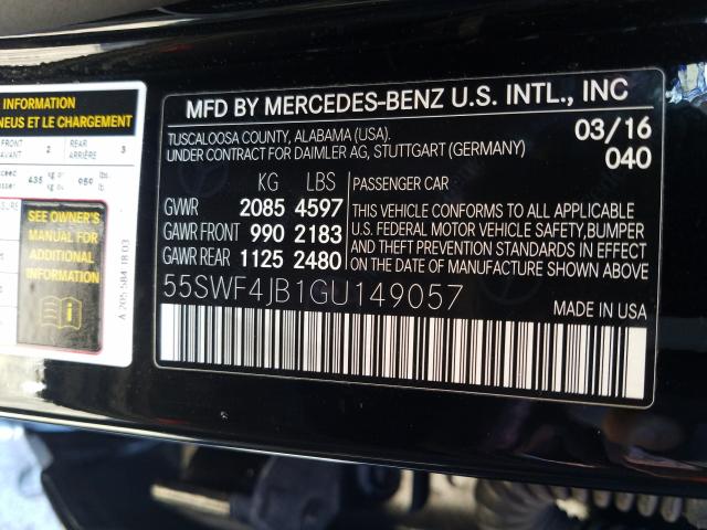 Photo 9 VIN: 55SWF4JB1GU149057 - MERCEDES-BENZ C 300 