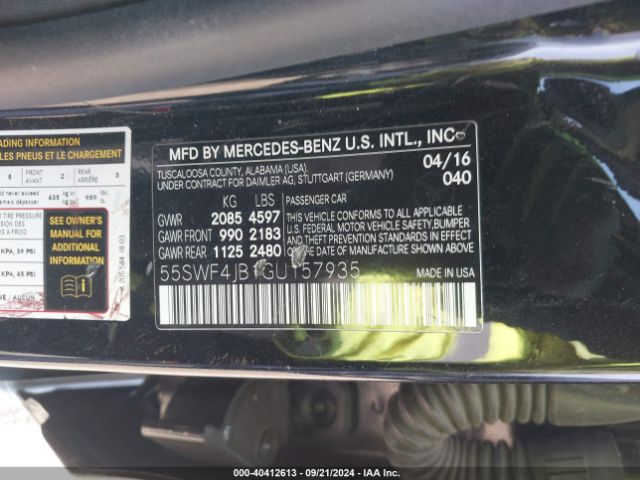 Photo 8 VIN: 55SWF4JB1GU157935 - MERCEDES-BENZ C-CLASS 