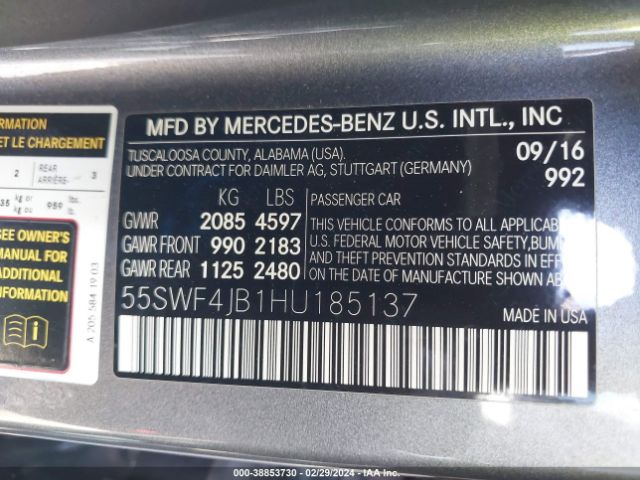 Photo 8 VIN: 55SWF4JB1HU185137 - MERCEDES-BENZ C 300 