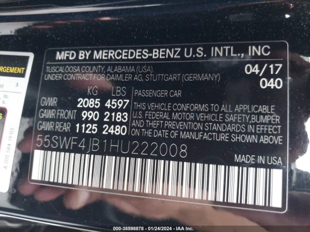 Photo 8 VIN: 55SWF4JB1HU222008 - MERCEDES-BENZ C 300 