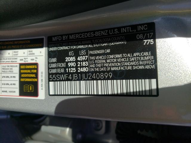 Photo 9 VIN: 55SWF4JB1JU240899 - MERCEDES-BENZ C 300 