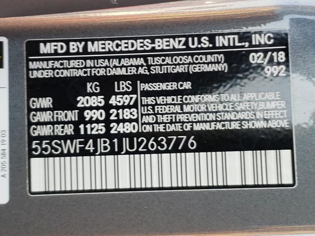 Photo 9 VIN: 55SWF4JB1JU263776 - MERCEDES-BENZ C 300 