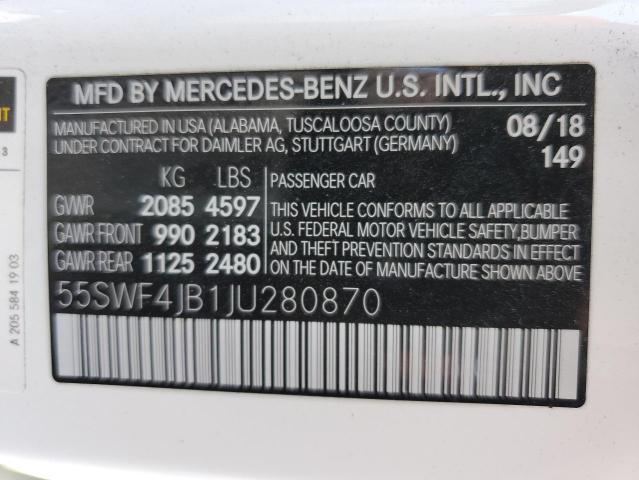 Photo 11 VIN: 55SWF4JB1JU280870 - MERCEDES-BENZ C 300 