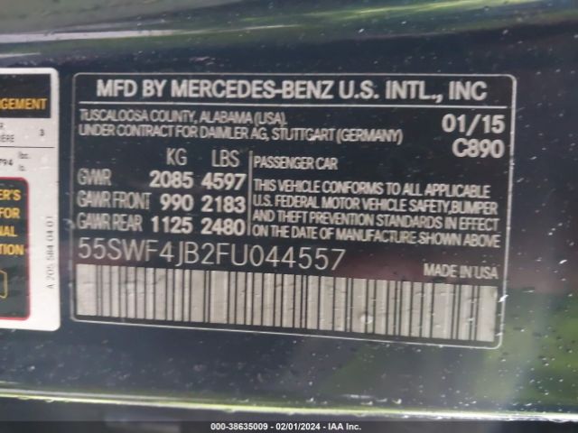 Photo 8 VIN: 55SWF4JB2FU044557 - MERCEDES-BENZ C 300 