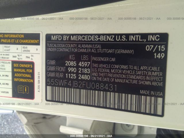 Photo 8 VIN: 55SWF4JB2FU088431 - MERCEDES-BENZ C-CLASS 