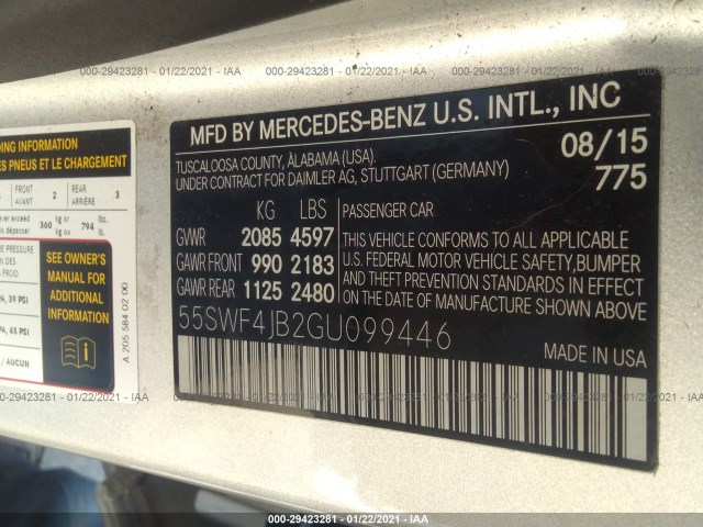 Photo 8 VIN: 55SWF4JB2GU099446 - MERCEDES-BENZ C-CLASS 