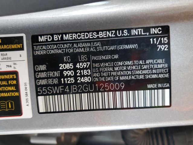 Photo 11 VIN: 55SWF4JB2GU125009 - MERCEDES-BENZ C-CLASS 