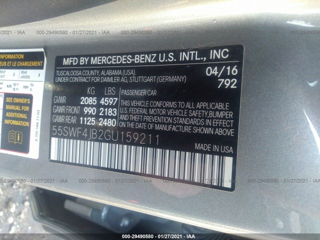 Photo 8 VIN: 55SWF4JB2GU159211 - MERCEDES-BENZ C-CLASS 