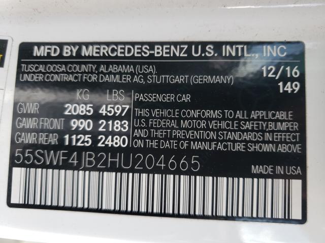 Photo 9 VIN: 55SWF4JB2HU204665 - MERCEDES-BENZ C 300 