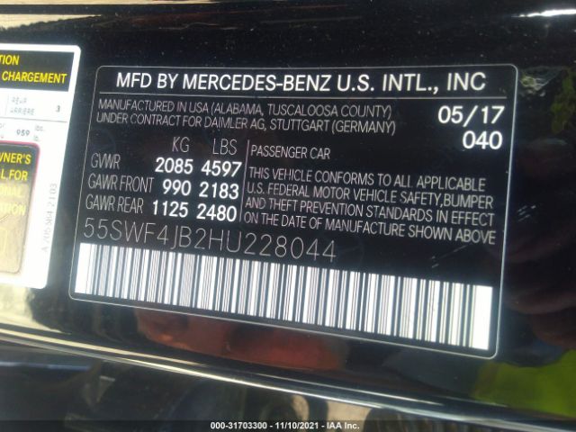 Photo 8 VIN: 55SWF4JB2HU228044 - MERCEDES-BENZ C-CLASS 