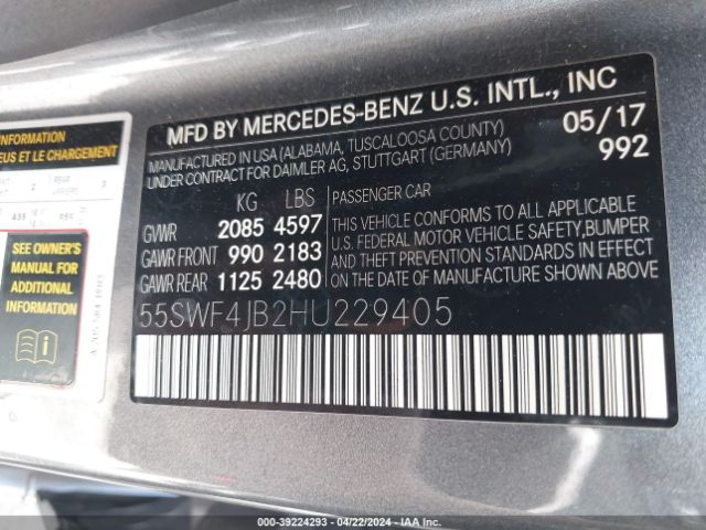 Photo 8 VIN: 55SWF4JB2HU229405 - MERCEDES-BENZ C 300 