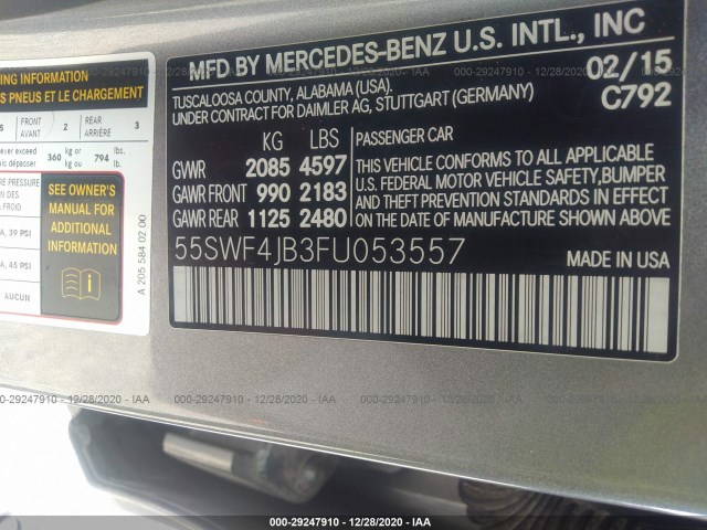 Photo 8 VIN: 55SWF4JB3FU053557 - MERCEDES-BENZ C-CLASS 