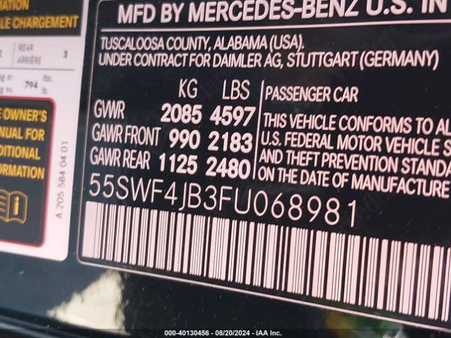 Photo 8 VIN: 55SWF4JB3FU068981 - MERCEDES-BENZ C-CLASS 