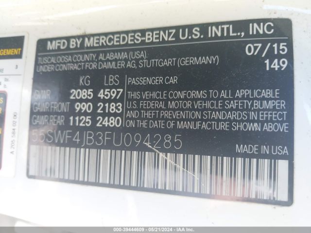 Photo 8 VIN: 55SWF4JB3FU094285 - MERCEDES-BENZ C 300 