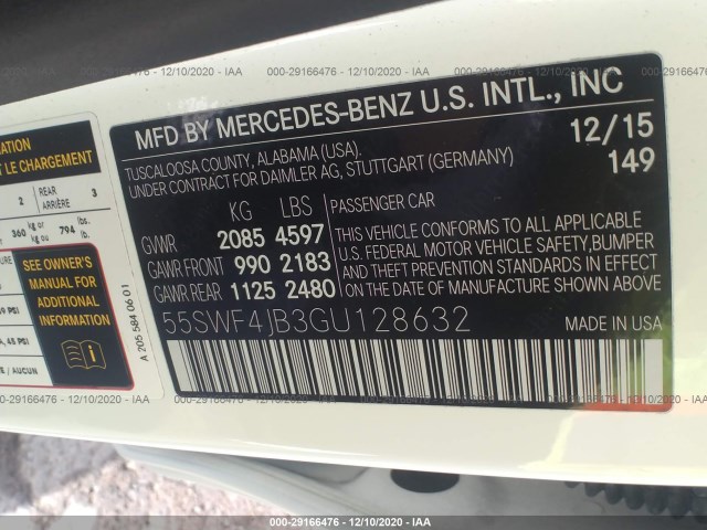 Photo 8 VIN: 55SWF4JB3GU128632 - MERCEDES-BENZ C-CLASS 