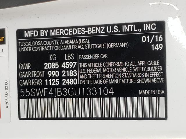 Photo 9 VIN: 55SWF4JB3GU133104 - MERCEDES-BENZ C 300 