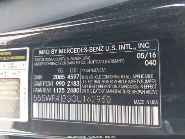 Photo 8 VIN: 55SWF4JB3GU162960 - MERCEDES-BENZ C-CLASS 