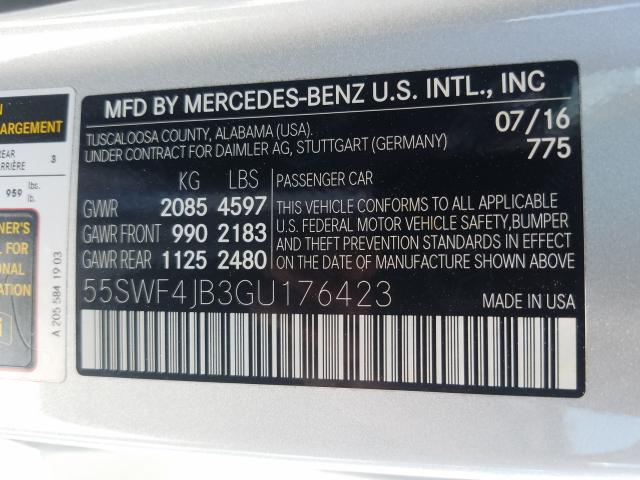 Photo 9 VIN: 55SWF4JB3GU176423 - MERCEDES-BENZ C 300 