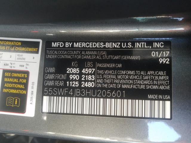 Photo 9 VIN: 55SWF4JB3HU205601 - MERCEDES-BENZ C 300 