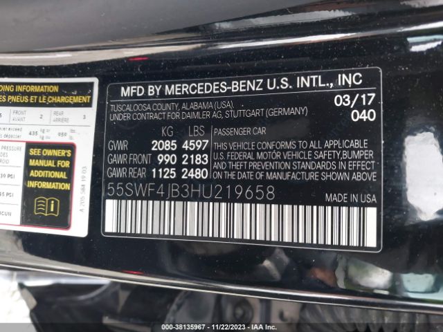 Photo 8 VIN: 55SWF4JB3HU219658 - MERCEDES-BENZ C 300 