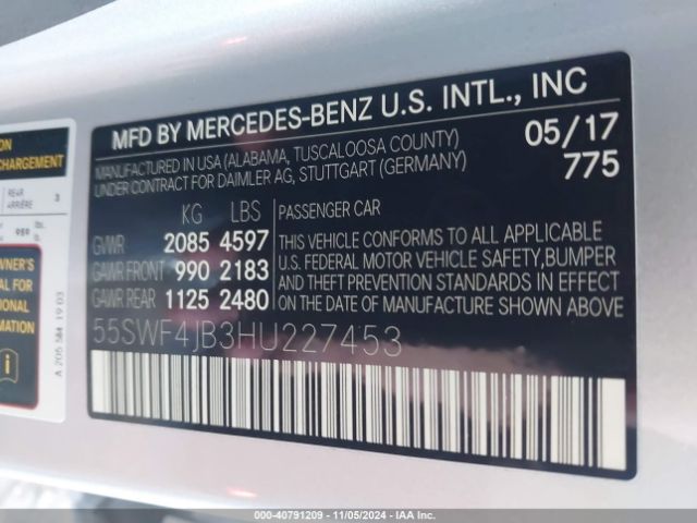 Photo 8 VIN: 55SWF4JB3HU227453 - MERCEDES-BENZ C-CLASS 