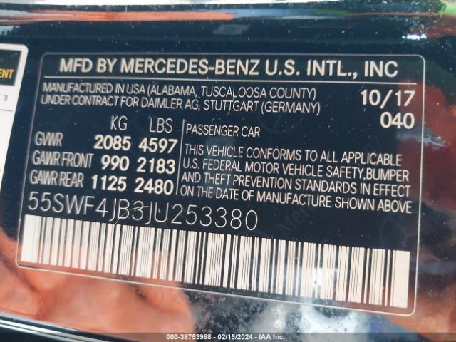 Photo 8 VIN: 55SWF4JB3JU253380 - MERCEDES-BENZ C 300 