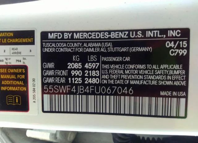 Photo 8 VIN: 55SWF4JB4FU067046 - MERCEDES-BENZ C-CLASS 