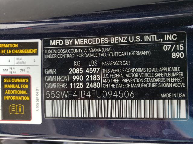 Photo 9 VIN: 55SWF4JB4FU094506 - MERCEDES-BENZ C 300 