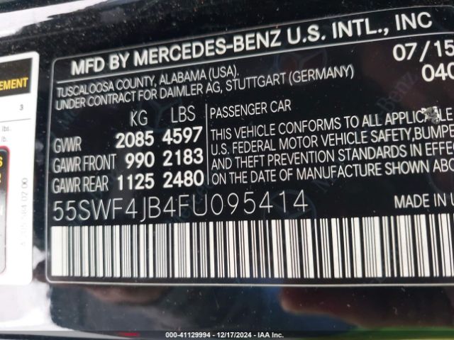 Photo 8 VIN: 55SWF4JB4FU095414 - MERCEDES-BENZ C-CLASS 