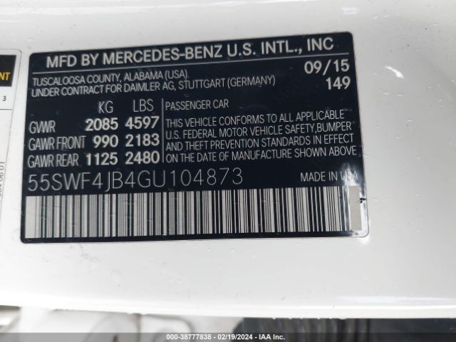 Photo 8 VIN: 55SWF4JB4GU104873 - MERCEDES-BENZ C 300 