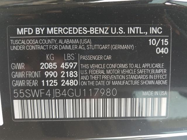 Photo 9 VIN: 55SWF4JB4GU117980 - MERCEDES-BENZ C-CLASS 