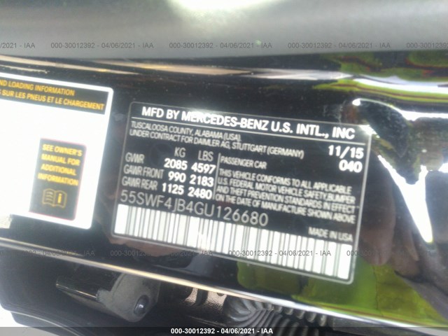 Photo 8 VIN: 55SWF4JB4GU126680 - MERCEDES-BENZ C-CLASS 