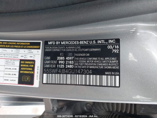 Photo 8 VIN: 55SWF4JB4GU147304 - MERCEDES-BENZ C 300 