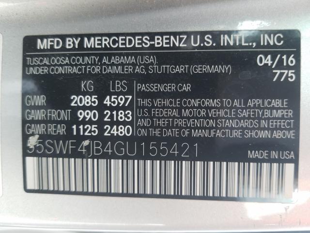 Photo 9 VIN: 55SWF4JB4GU155421 - MERCEDES-BENZ C 300 