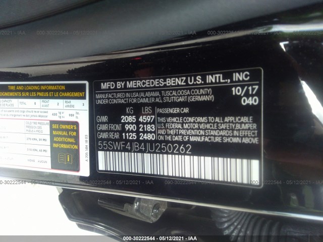 Photo 8 VIN: 55SWF4JB4JU250262 - MERCEDES-BENZ C-CLASS 