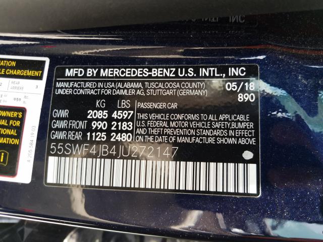 Photo 9 VIN: 55SWF4JB4JU272147 - MERCEDES-BENZ C 300 