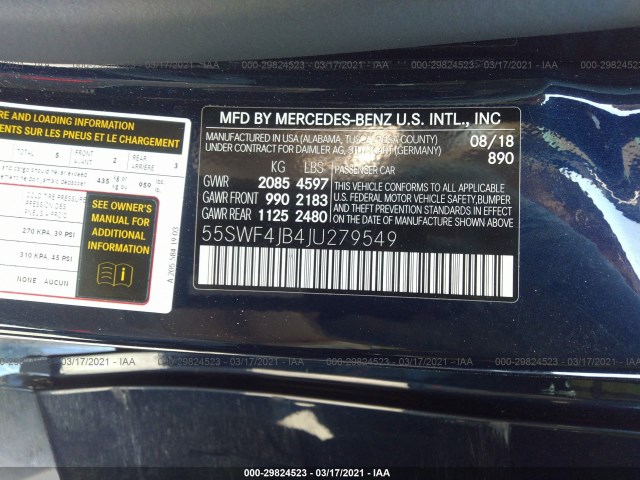 Photo 8 VIN: 55SWF4JB4JU279549 - MERCEDES-BENZ C 300 