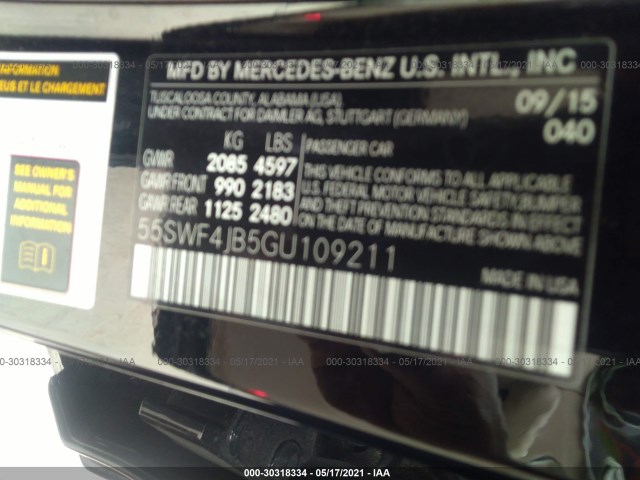 Photo 8 VIN: 55SWF4JB5GU109211 - MERCEDES-BENZ C-CLASS 