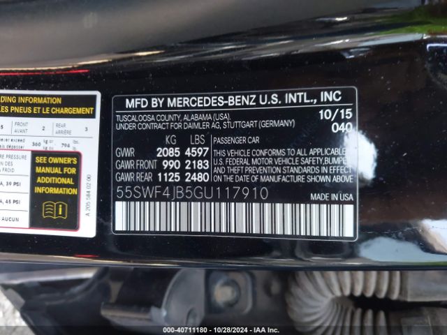 Photo 8 VIN: 55SWF4JB5GU117910 - MERCEDES-BENZ C-CLASS 