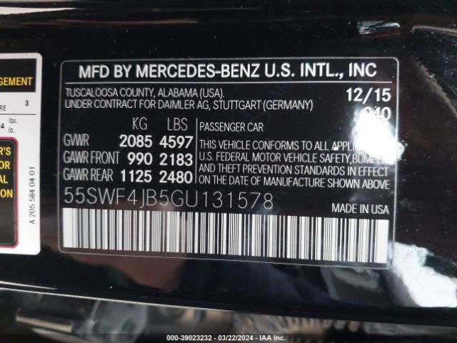 Photo 8 VIN: 55SWF4JB5GU131578 - MERCEDES-BENZ C 300 