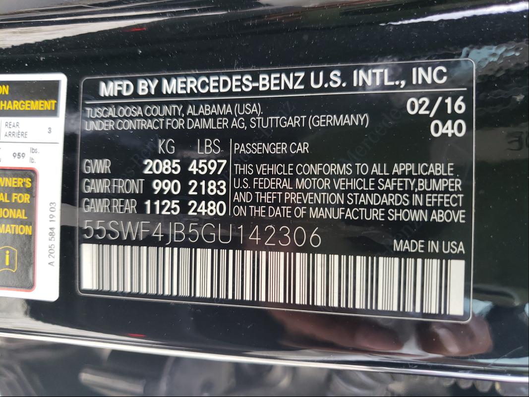 Photo 9 VIN: 55SWF4JB5GU142306 - MERCEDES-BENZ C 300 