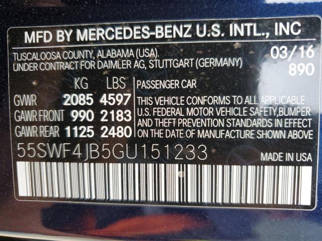 Photo 11 VIN: 55SWF4JB5GU151233 - MERCEDES-BENZ C-CLASS 