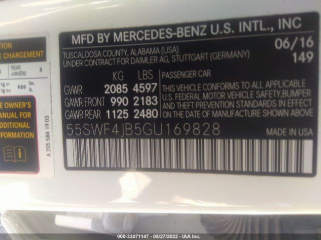 Photo 8 VIN: 55SWF4JB5GU169828 - MERCEDES-BENZ C-CLASS 