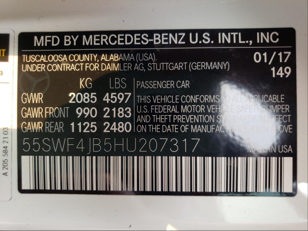 Photo 9 VIN: 55SWF4JB5HU207317 - MERCEDES-BENZ C 300 