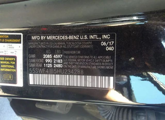 Photo 8 VIN: 55SWF4JB5HU234288 - MERCEDES-BENZ C-CLASS 