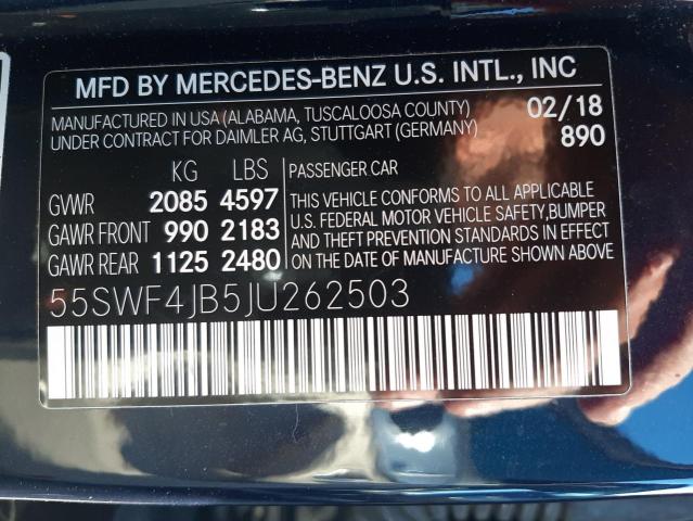 Photo 11 VIN: 55SWF4JB5JU262503 - MERCEDES-BENZ C-CLASS 