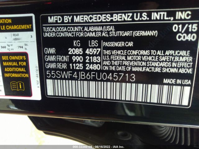 Photo 8 VIN: 55SWF4JB6FU045713 - MERCEDES-BENZ C-CLASS 