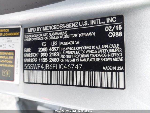 Photo 8 VIN: 55SWF4JB6FU046747 - MERCEDES-BENZ C-CLASS 