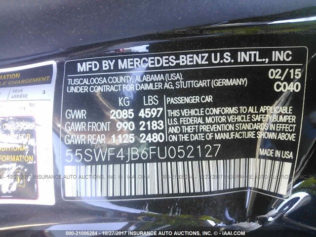 Photo 8 VIN: 55SWF4JB6FU052127 - MERCEDES-BENZ C-CLASS 